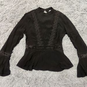 H&M High Collar Blouse with Lace Detail